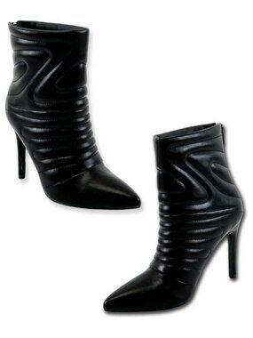 NEW WOMEN'S GLAZE ANKLE BOOTS WOMENS SIZE 9 FAUX LEATHER STILETTO HEELED BOOTS